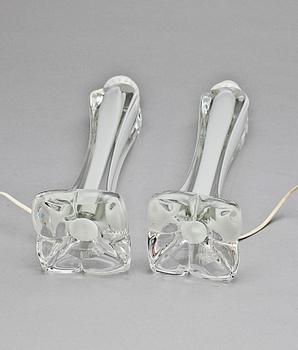 BORDSLAMPOR, ett par, glas, Flygsfors, 1900-talets andra hälft.