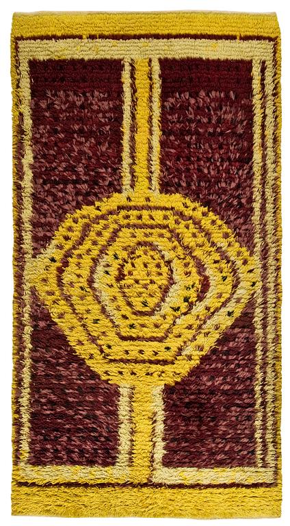 MATTA. "Gul Labyrint". Rya. 241,5 x 129,5 cm. Komponerad och vävd av Ulla Schumacher-Percy.