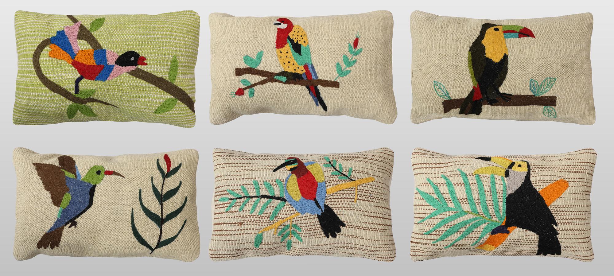 Kuddfodral, 6 st, handbroderad Kelim.