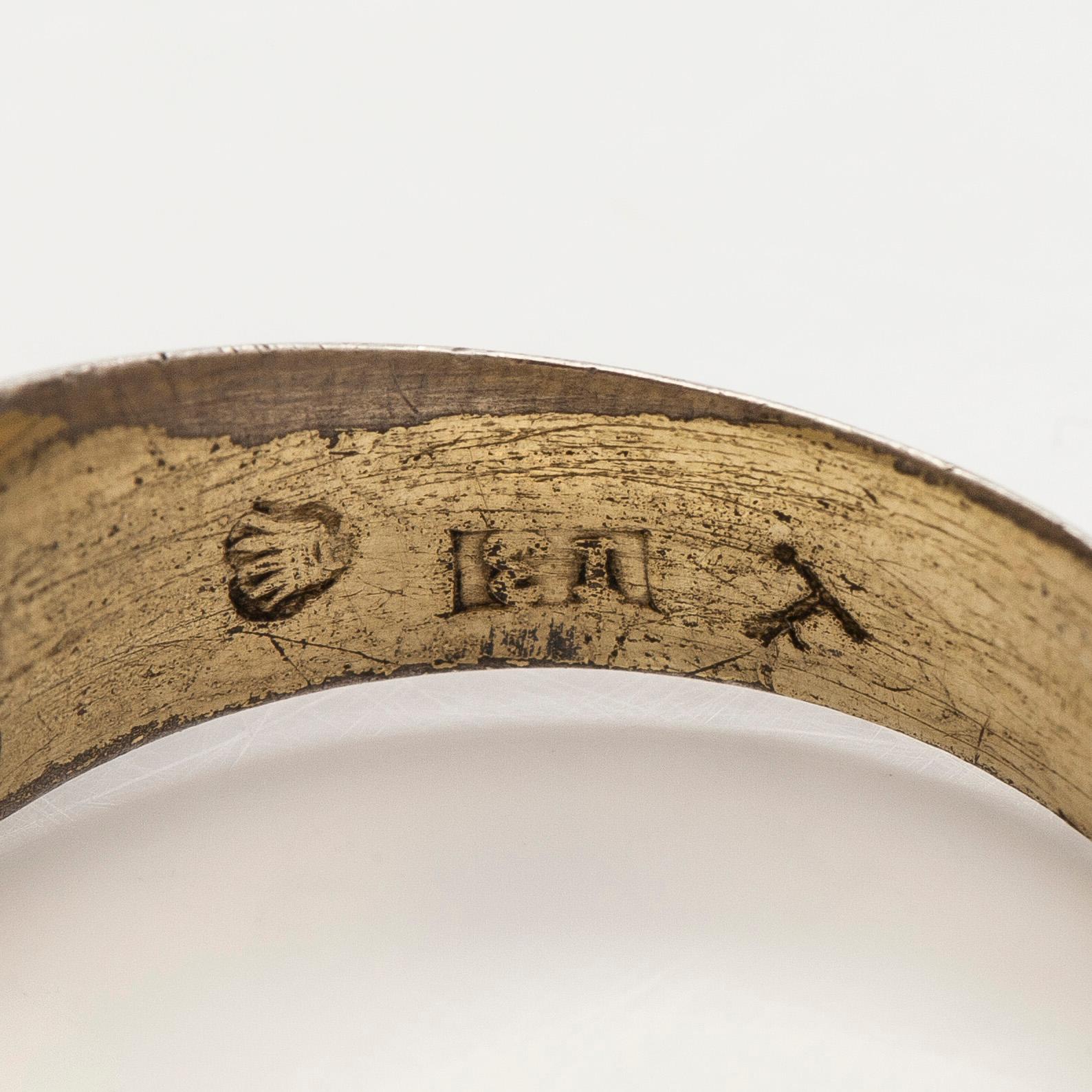Ringar, 3 st, silver, glas, Finland 1800-talets andra hälft.