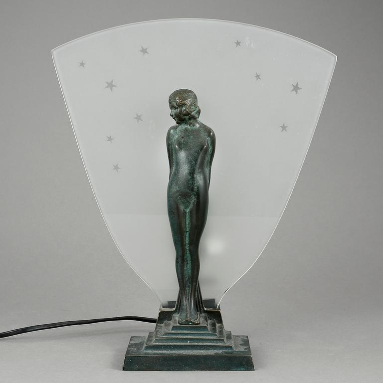BORDSLAMPA, brons, 1900-talets andra kvartal.