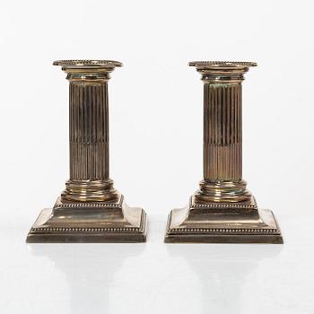 Hawksworth, Eyre & Co Ltd, a pair of silver candlesticks, Sheffield 1890.