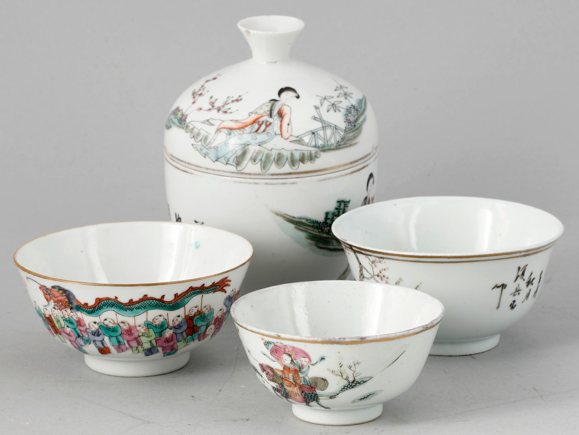 PARTI PORSLIN, 4 st, Kina, 1800/1900-tal.