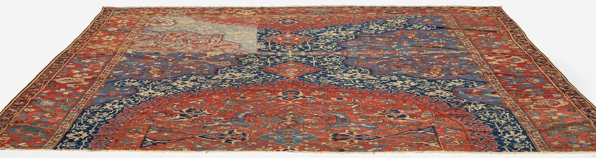 A variant of a 'Medallion' Ushak carpet fragment, West Anatolia, c. 260 x 285, late 16th century.