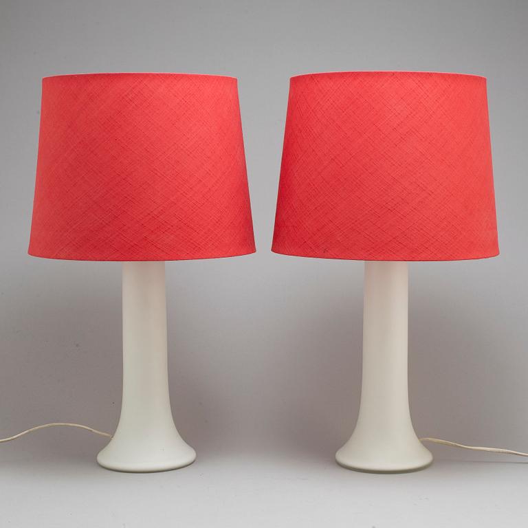 BORDSLAMPOR, ett par, glas, 1960-tal.