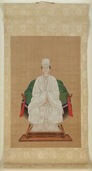 A pair of Thai ancestors portraits, around 1900.