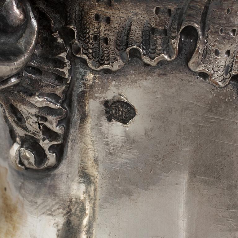 A SILVER COFFEEPOT, SUGARBOWL AND SIMILAR JUG, Hungary-Austria, ca 1900. Weight ca 1327 g.