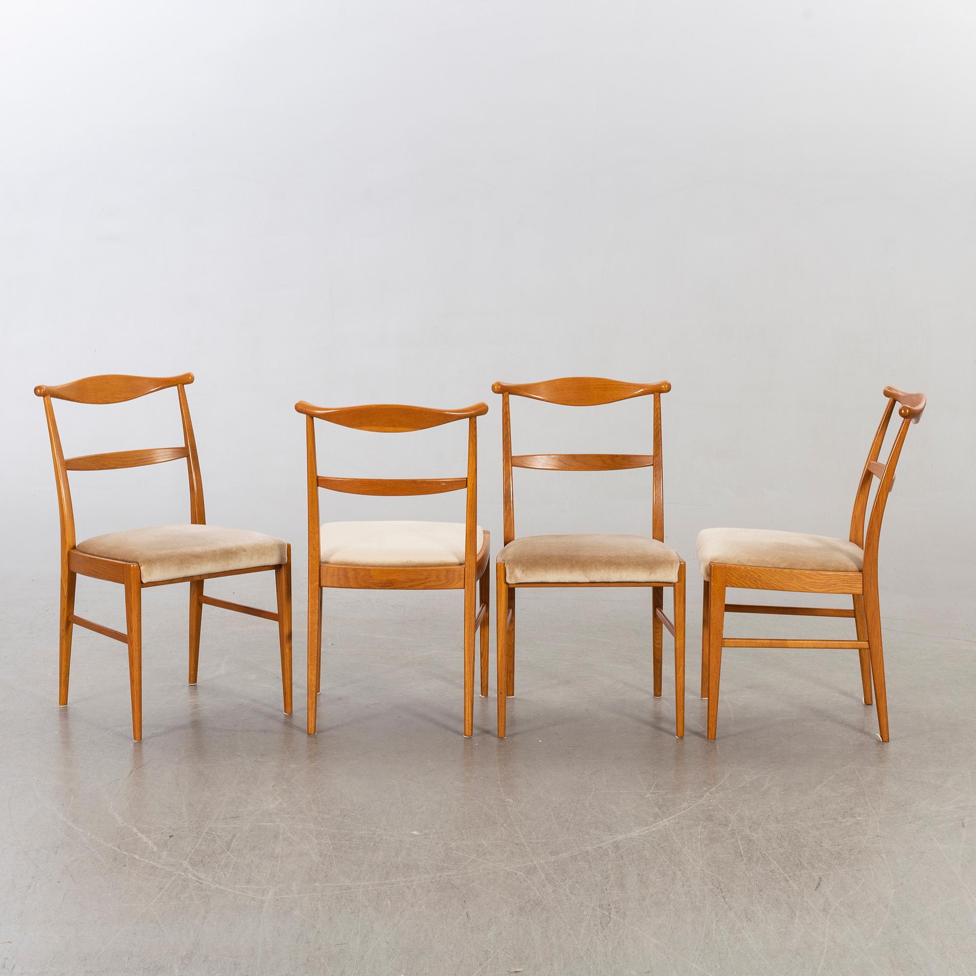 A set of four 1960:s oak chairs.