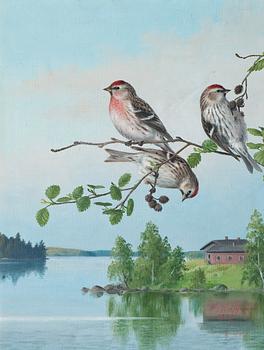 154. Matti Karppanen, SMALL BIRDS ON A BRANCH.