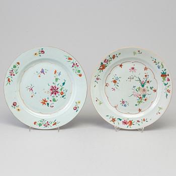 Two famille rose export porcelain dishes, Qing dynasty, Qianlong (1736-95).