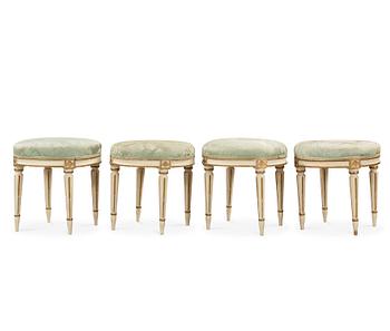 Four Gustavian late 18th century stools.