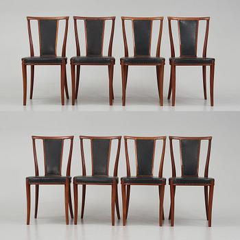 Carl-Axel Acking, a set of eight mahogany chairs, executed by Torsten Scholllin for the Stockholm Association of Crafts, 1950s.