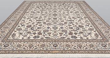 A part silk Nain carpet, so-called 6LAA, approx. 400 x 304 cm.