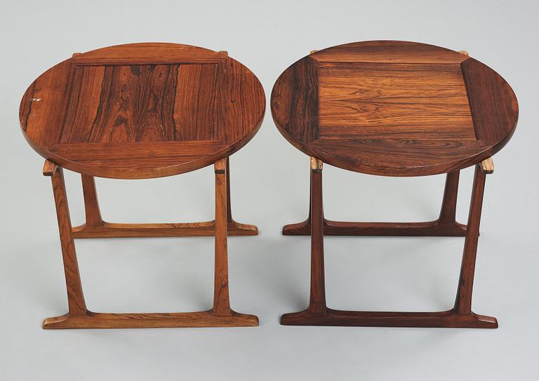 Jens Quistgaard, two rosewood side tables, Denmark 1960's.