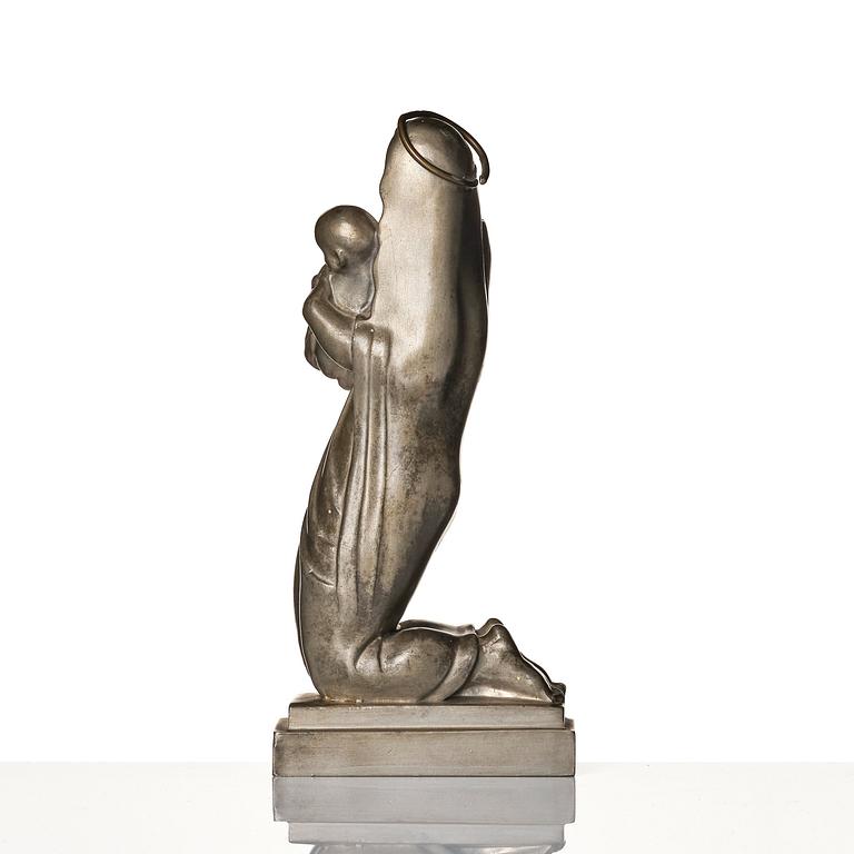 Thorwald Alef, a pewter sculpture "The Madonna with Child", model "1137", Firma Svenskt Tenn, Stockholm 1929.