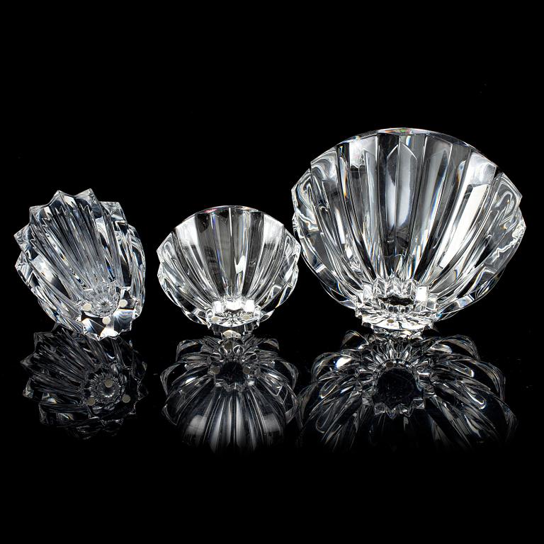 ERIKA LAGERBIELKE, a glass 'Zodiak' vase and two bowls from Orrefors.