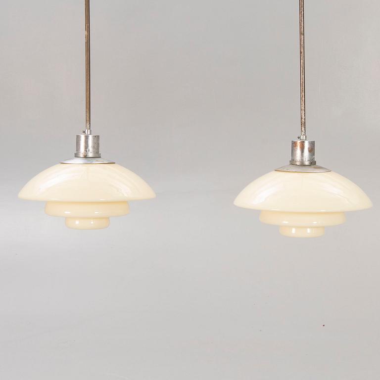 A pair of Böhlmarks ceiling lights, a pair, 1930s.