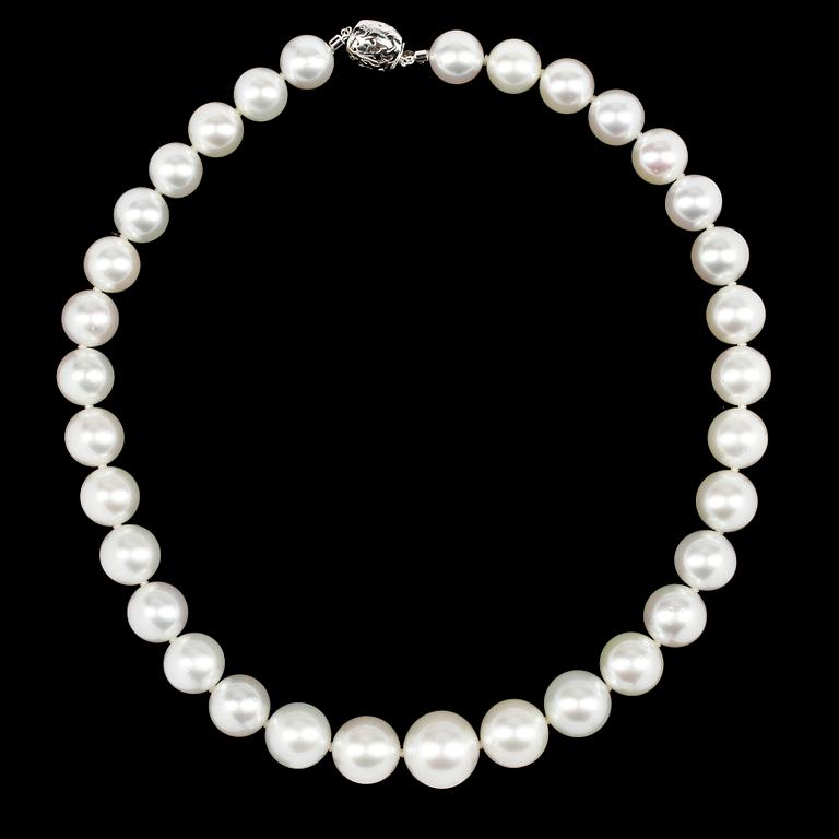 COLLIER, odlade South sea pärlor, 17-12 mm.