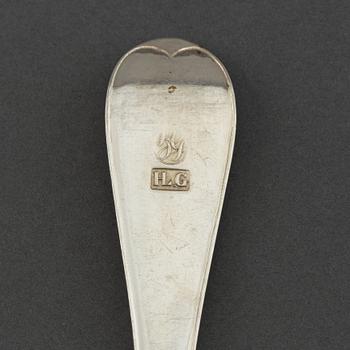 A set of six Swedish 19th century silver spoons, mark of Gustaf Otto Sjöberg, Falun 1810.