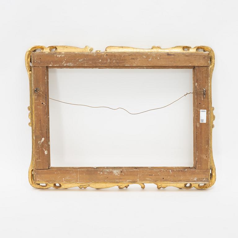 Ram, 1800-tal, skuren dekor och pastellage.