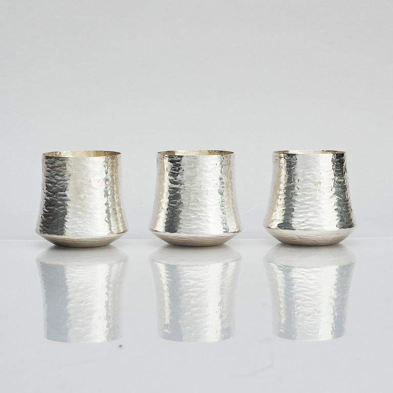 Tapio Wirkkala, a silver pitcher with six beakers, Kultakeskus, Tavastehus Finland 1970-80's.