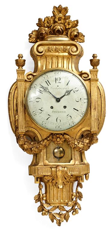 A Gustavian wall clock (later clockwork).