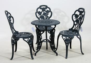TRÄDGÅRDSMÖBLER, 4 delar, gjutjärn, 2000-tal.