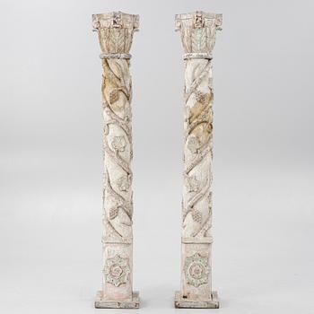 Columns, a pair, Anglo-Indian, circa 1900.