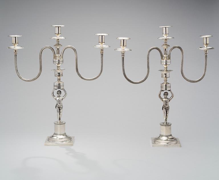 A PAIR OF CANDELABRAS, silver, Poland, Poznan Ahlgreen 1786-1832, total weight 3008 g.
