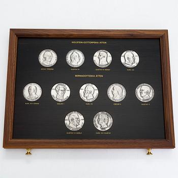 Medaljsamling, 60 st, sterlingsilver, "Sverige och dess regenter", Mynthuset, Sporrong, 1970-tal.