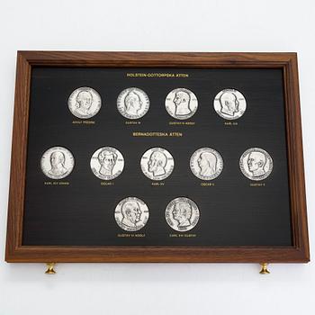 A 60-piece set of sterling silver medals, "Sweden and its Regents", Mynthuset, Sporrong 1970s.