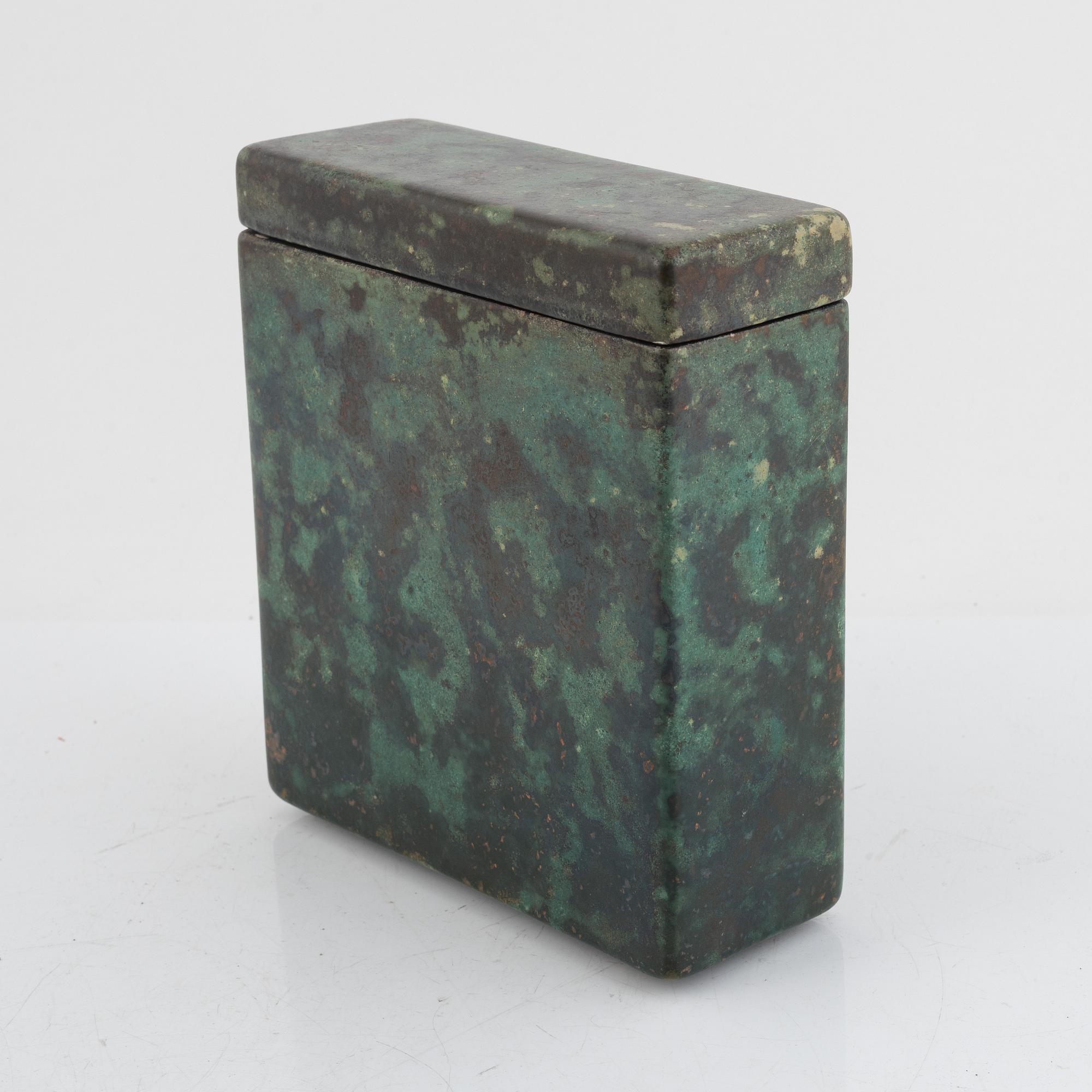 Hans Hedberg, ash container with lid, stoneware faience, Biot, France.