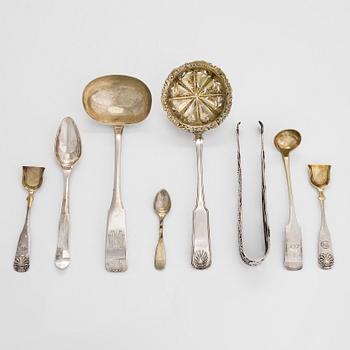 Ten silver items, J.J. Jankes and G.R. Bauman et al. Turku, Vyborg, Vaasa, Loviisa, Porvoo, Ekenäs. Mostly 19th century.