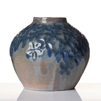 Hilma Persson-Hjelm, a glazed earthenware art nouveau vase, executed in her own studio, Arvika 1916. No 3807.