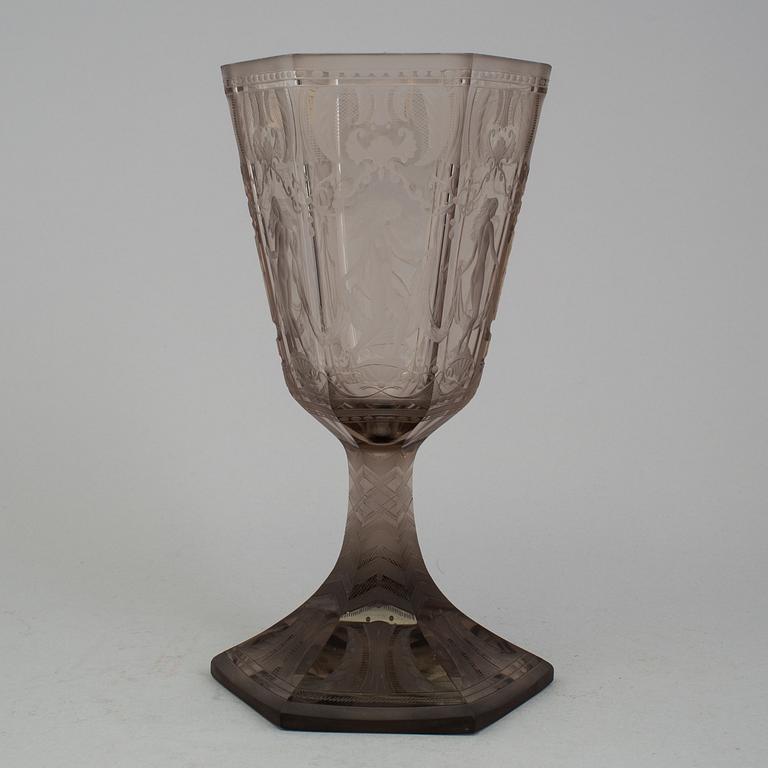 A glass goblet, Simon Gate, Orrefors 1925, named "Six Graces".