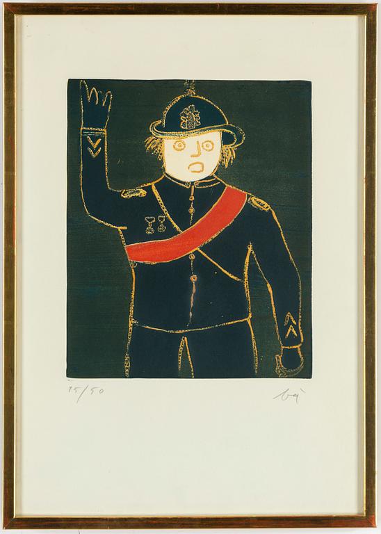 ENRICO BAJ, lithograph in colours, signed 15/50.