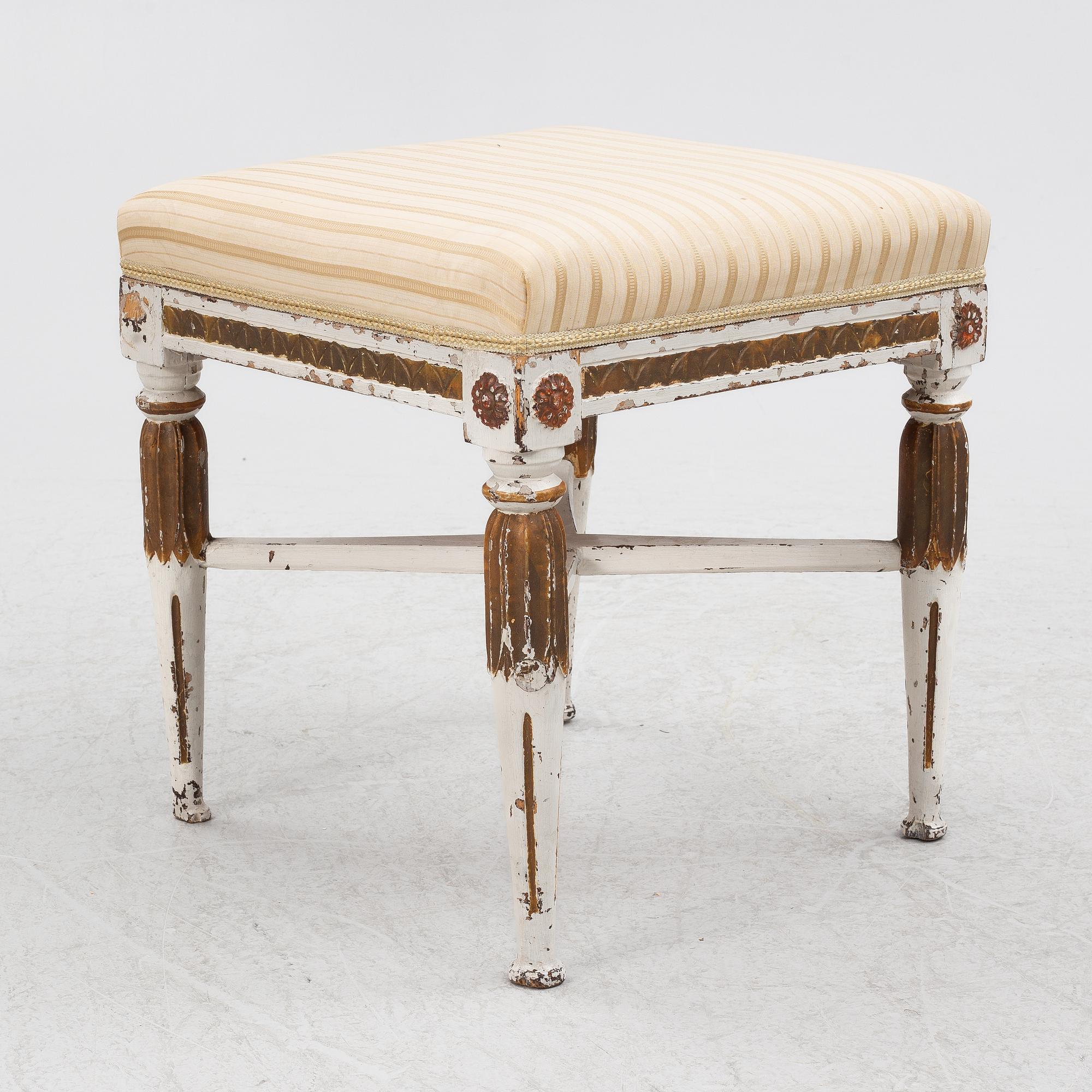 A late Gustavian stool, late 18th century.