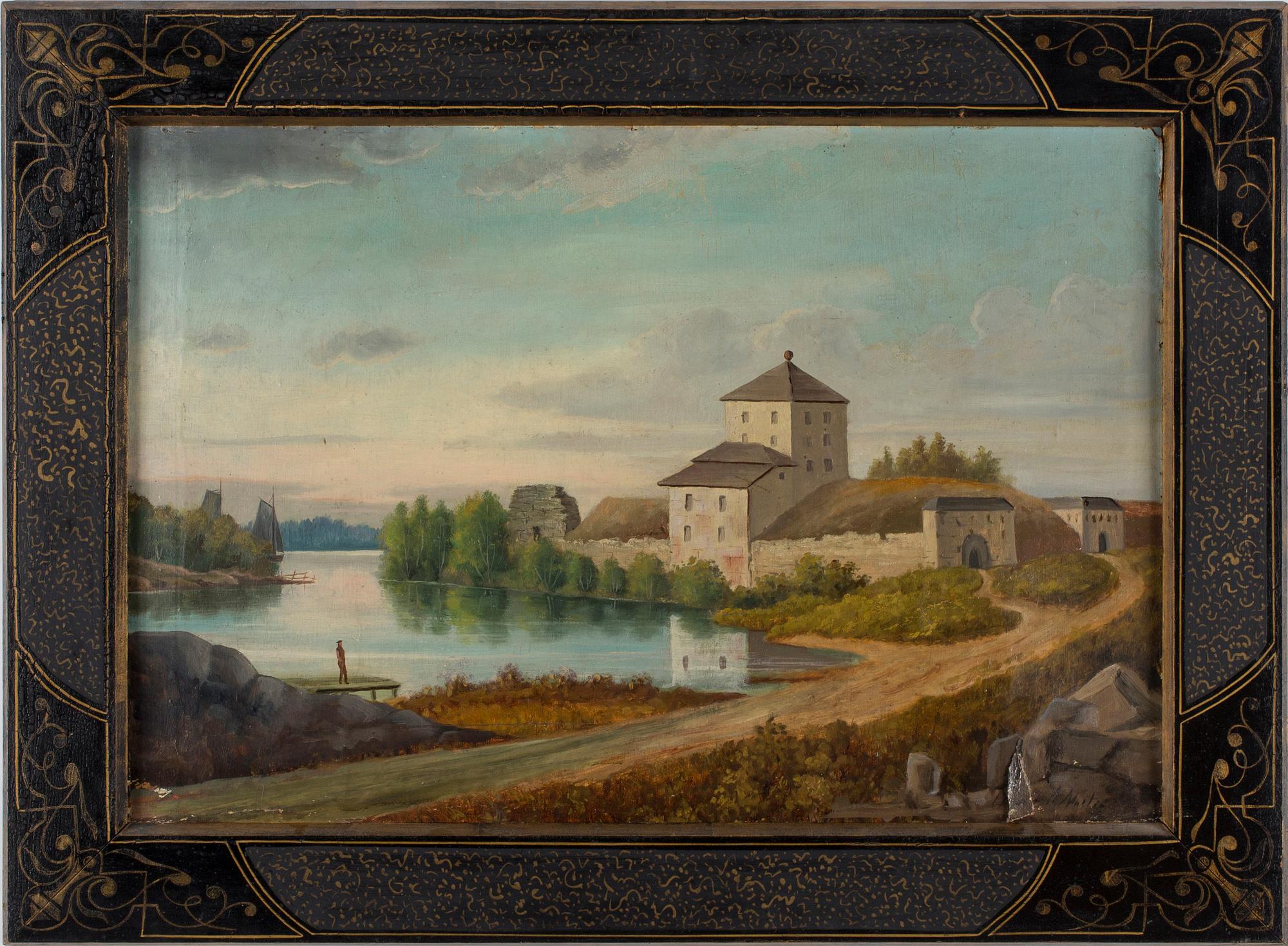 OKÄND KONSTNÄR 1800/1900-TAL, olja på papp-pannå, otydligt signerad.