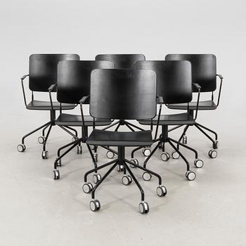 Karmstolar 6 st "Feather swivel" Edsbyn samtida.