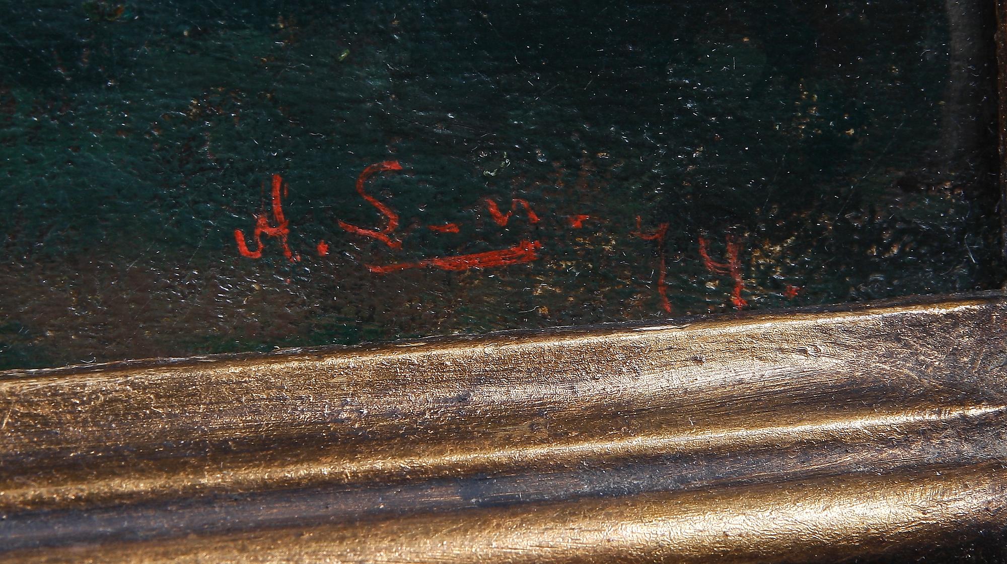 AXEL LINDMAN, olja på pannå. Sign o dat 74.