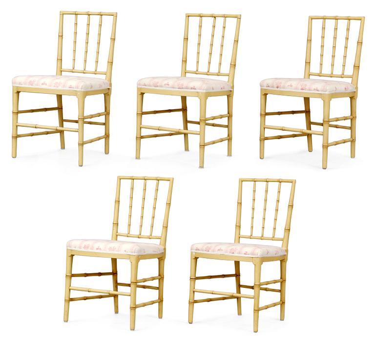 Five late Gustavian chairs.