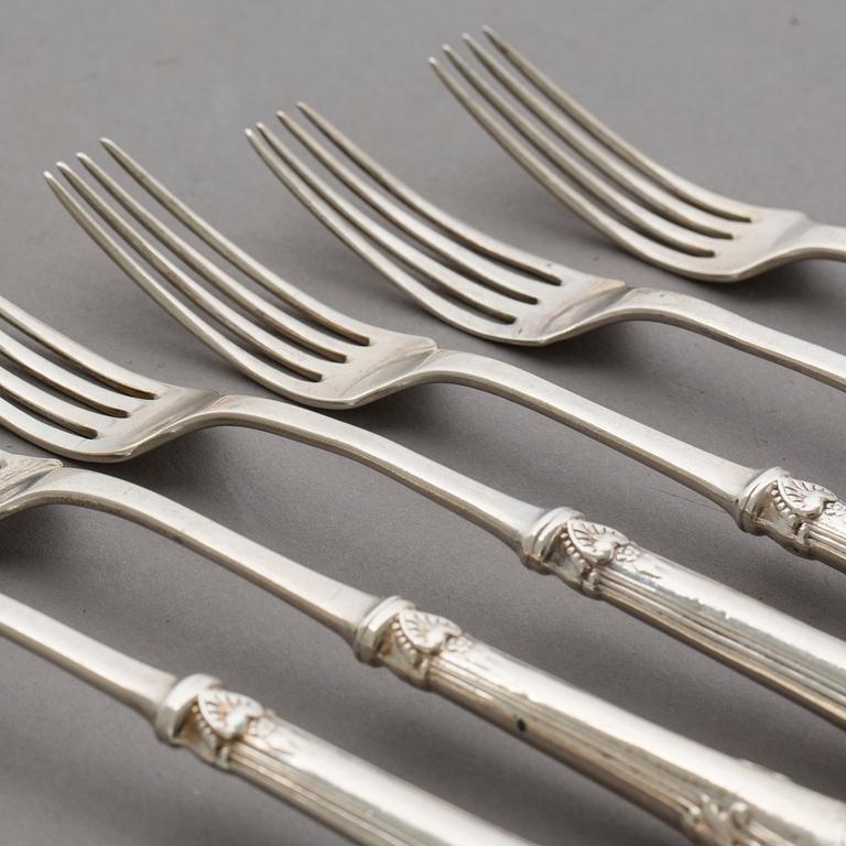 GAFFLAR, 6 st, silver L. Larsson & Co, Göteborg 1887-89. Tot ca 160g.