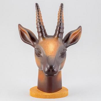 GUNNAR NYLUND, a stoneware sculpture of a gazelle's head, Rörstrand, Sweden.