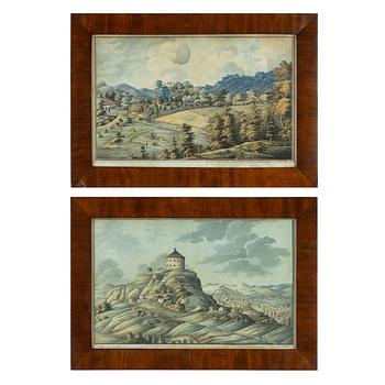 Carl Gustaf Ulfsparre af Broxvik, watercolours, a pair, signed and dated 1816.