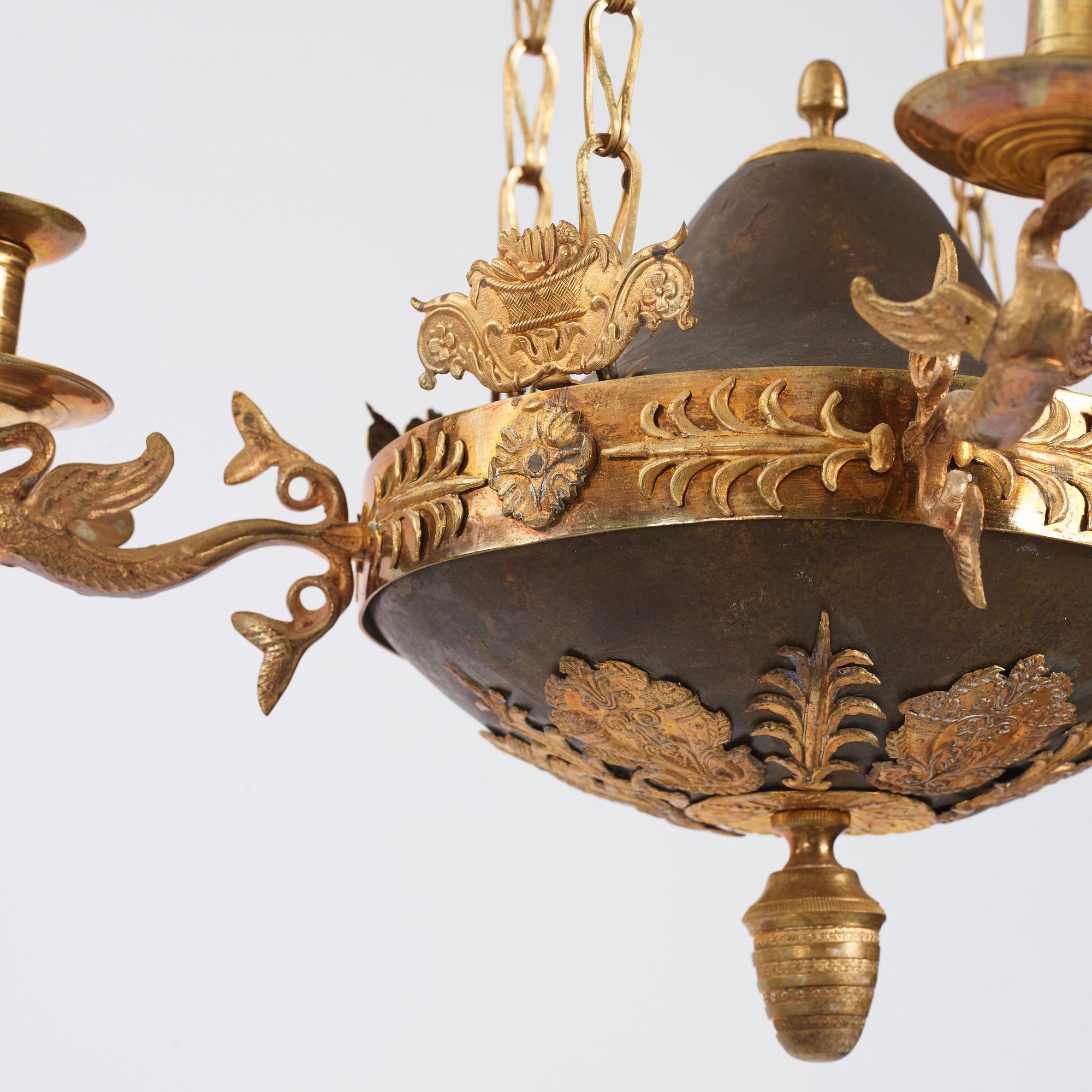 Ampel, för fyra ljus, Sverige, 1800-talets första hälft, Empire.