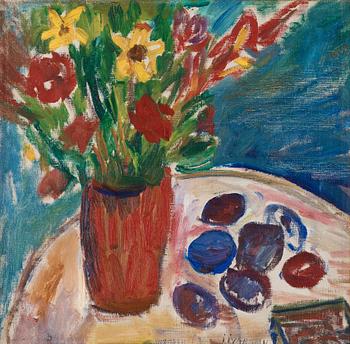 545. Ivan Ivarson, Still life with flowers and plums.