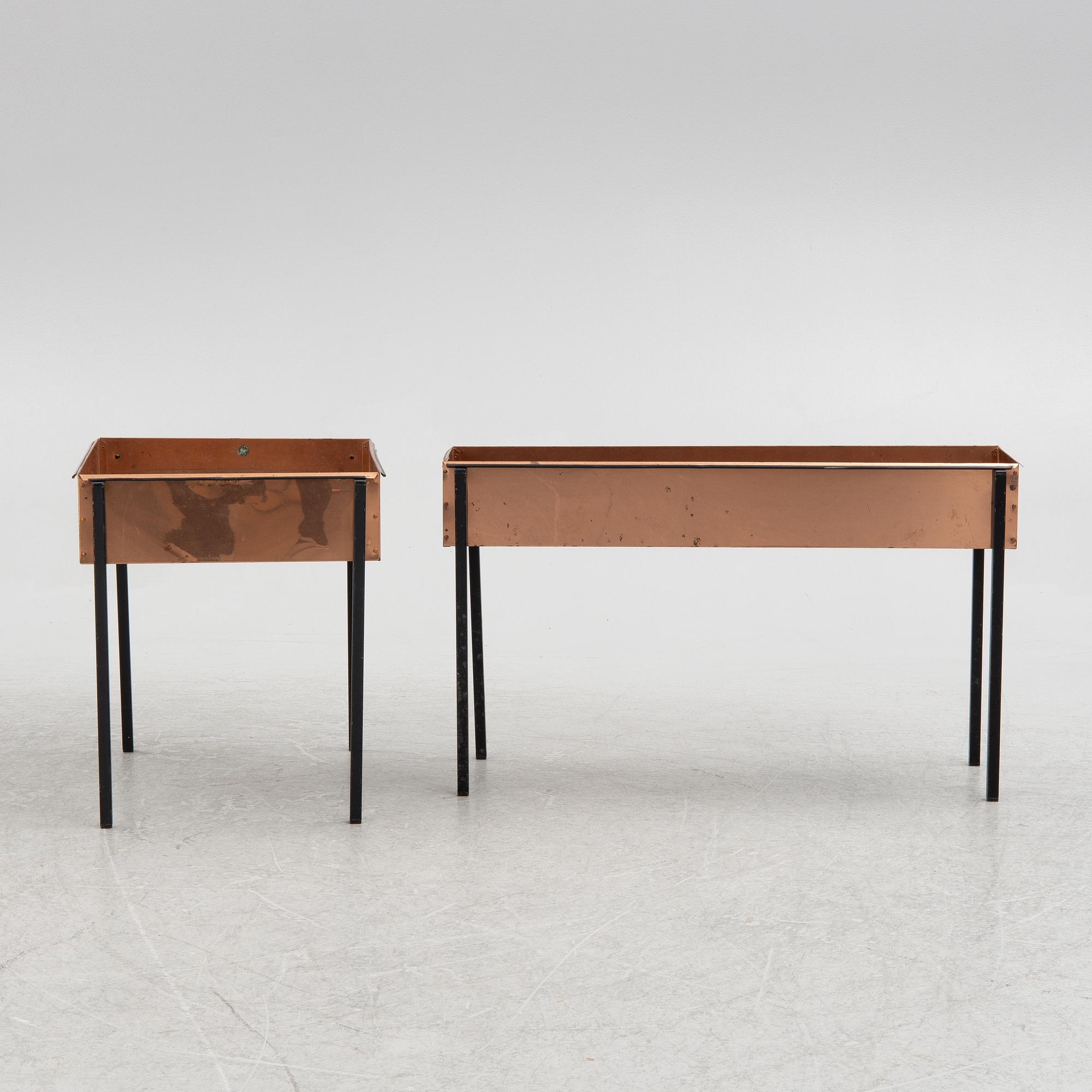 Two copper flower tables, second half of the 20th century.