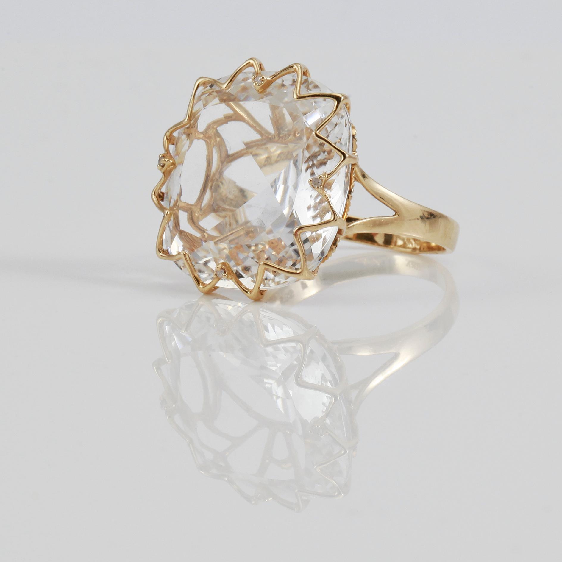 RING, 14K guld och bergkristall.