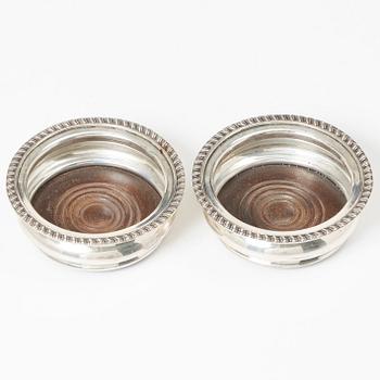 Coasters, a pair, silver, Birmingham, England, and shakers, a pair, silver, Norway.