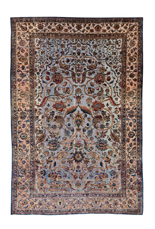 SEMI-ANTIQUE SILK KASHAN SOUF (in relief). 197,5 x 132 cm.